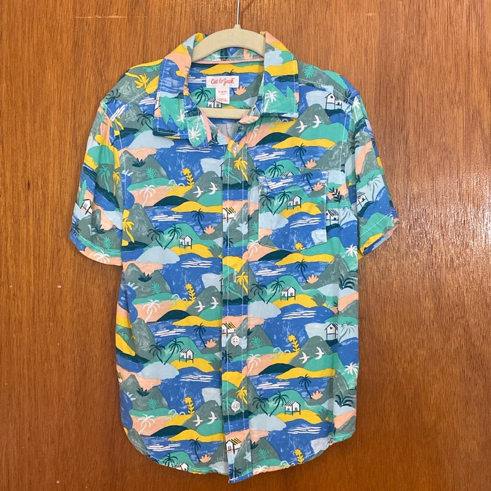 Cat & Jack Island Button-Down Shirt - S 6/7